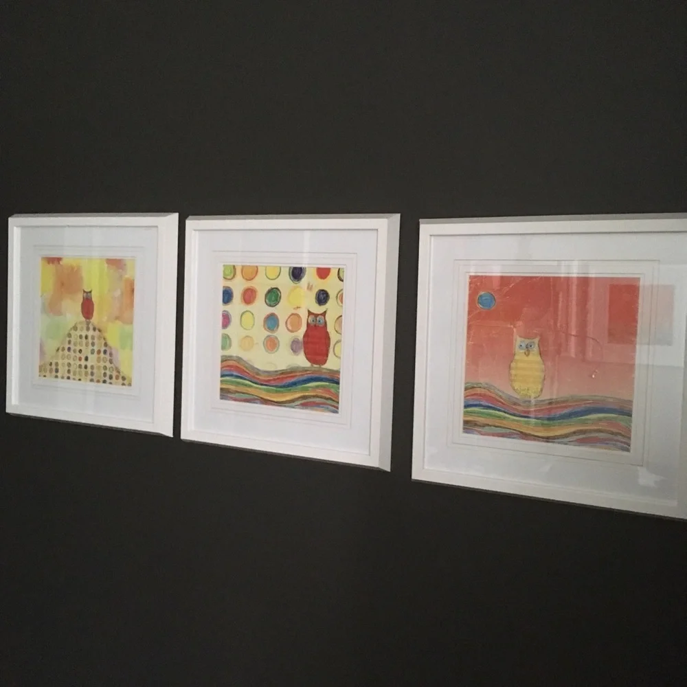 NWT!Modern Graphic Art Print In White Wooden Frame